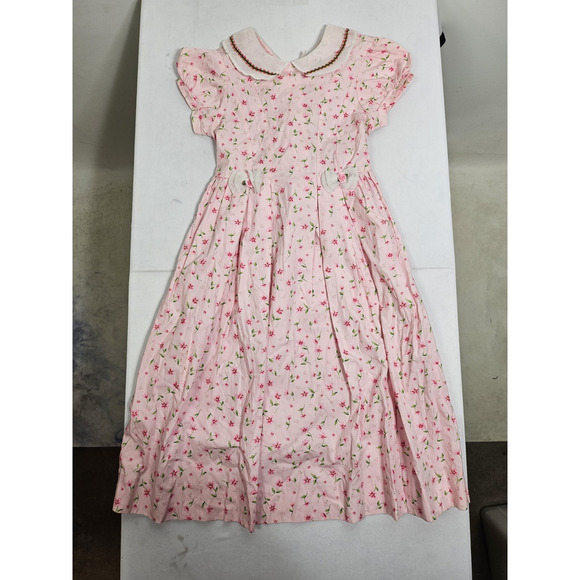 Copper Key Girl's Size 8 VTG Pink Floral Cotton Collared Dress - Picture 13 of 14